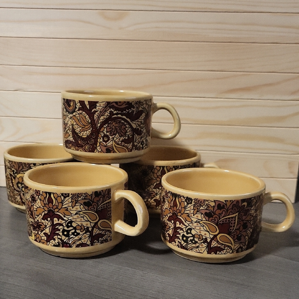 Vintage KIL Factory Ceramic Coffee Cups 70s Set of 5  European